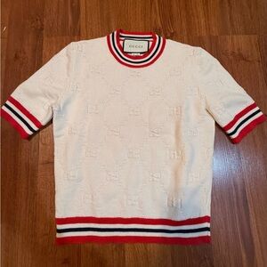 Gucci Ivory Sweater with Bold Red and Black Stripes